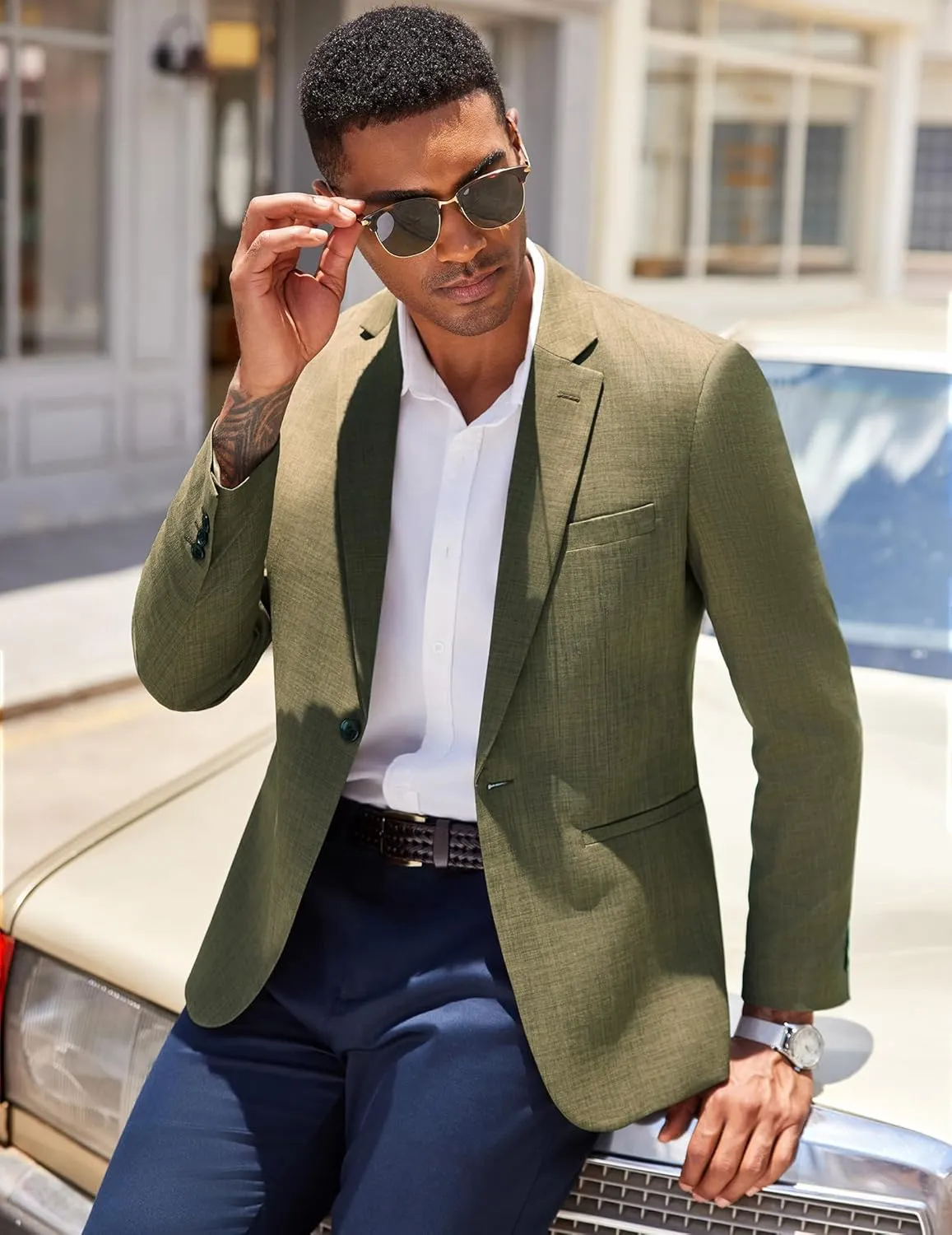 COOFANDY Men's Casual Blazer Sport Coats Dress One Button Lightweight Summer Suit Jacket Business Blazer Jacket