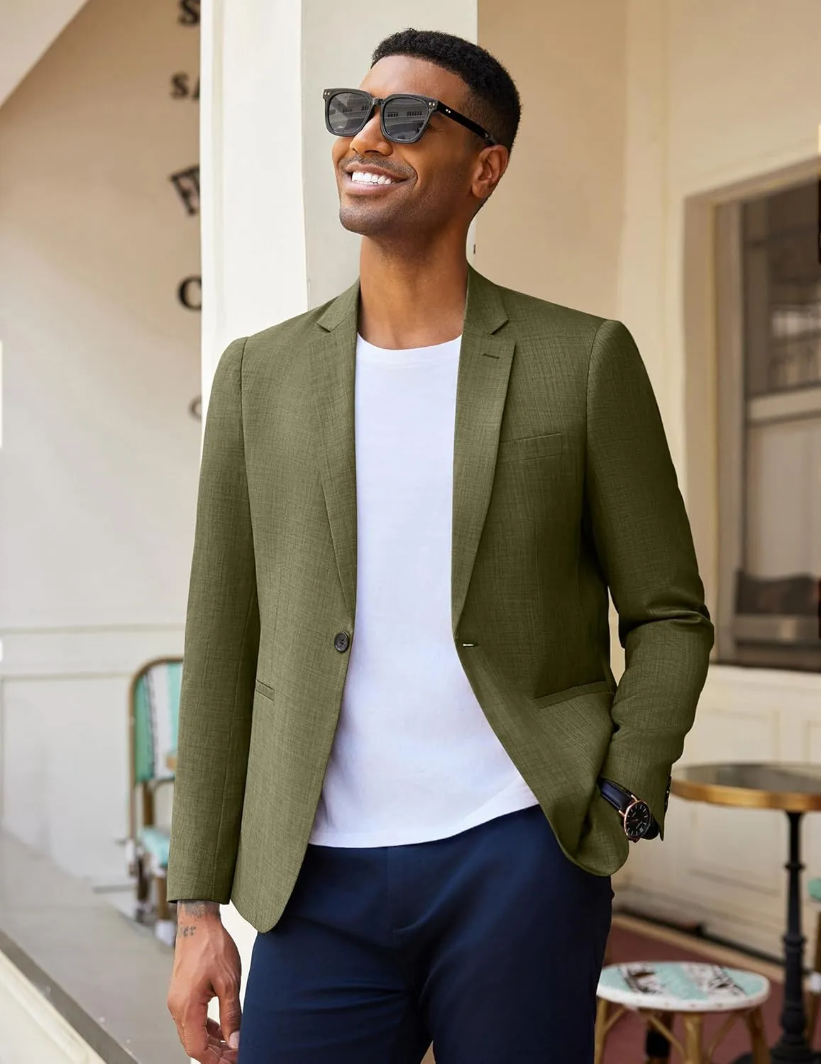 COOFANDY Men's Casual Blazer Sport Coats Dress One Button Lightweight Summer Suit Jacket Business Blazer Jacket