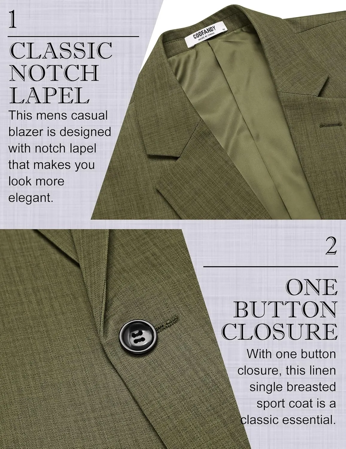 COOFANDY Men's Casual Blazer Sport Coats Dress One Button Lightweight Summer Suit Jacket Business Blazer Jacket