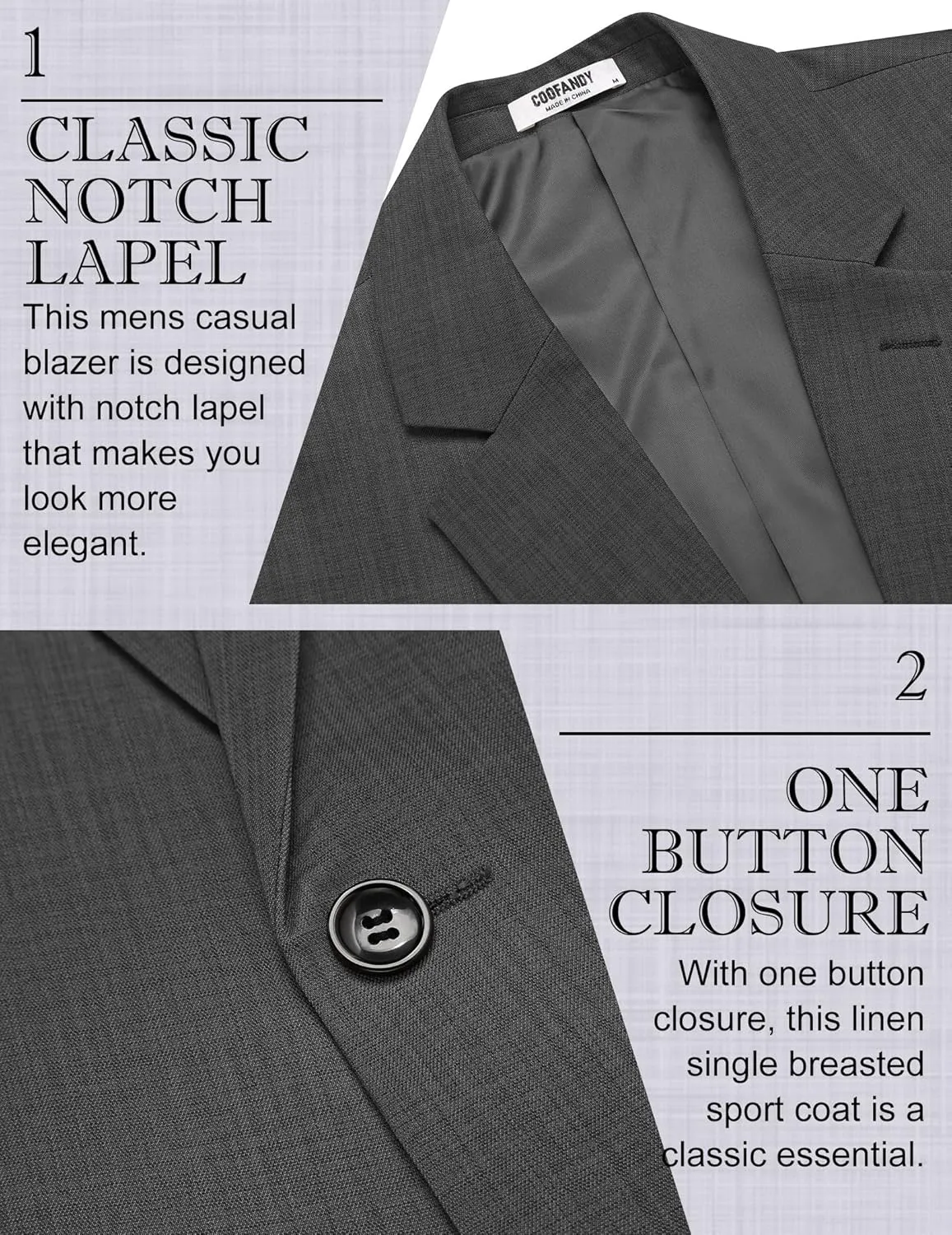 COOFANDY Men's Casual Blazer Sport Coats Dress One Button Lightweight Summer Suit Jacket Business Blazer Jacket