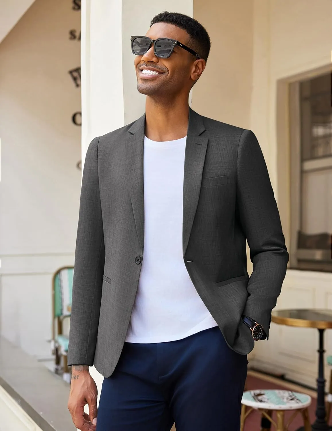 COOFANDY Men's Casual Blazer Sport Coats Dress One Button Lightweight Summer Suit Jacket Business Blazer Jacket