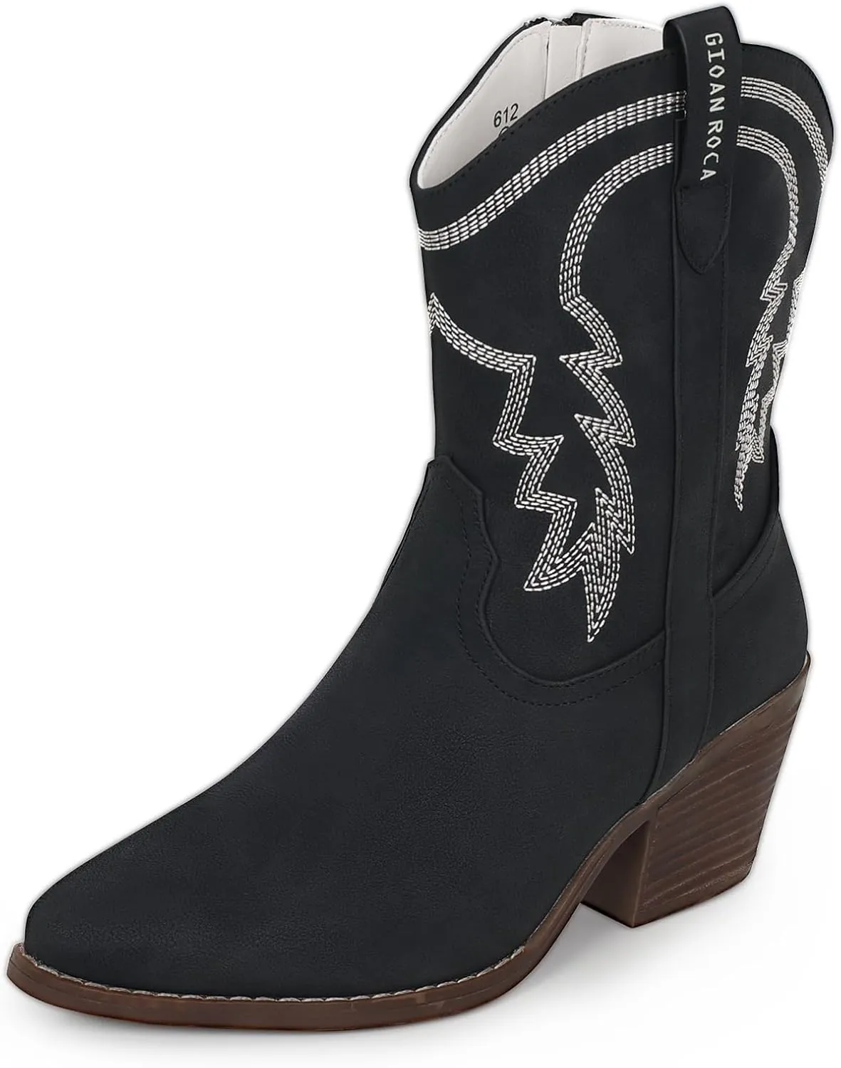 Cowboy Boot for Women,Western Embroidered Cowgirl Booties with Pointed Toe Side Chunky Heel Zipper Women Ankle Booties