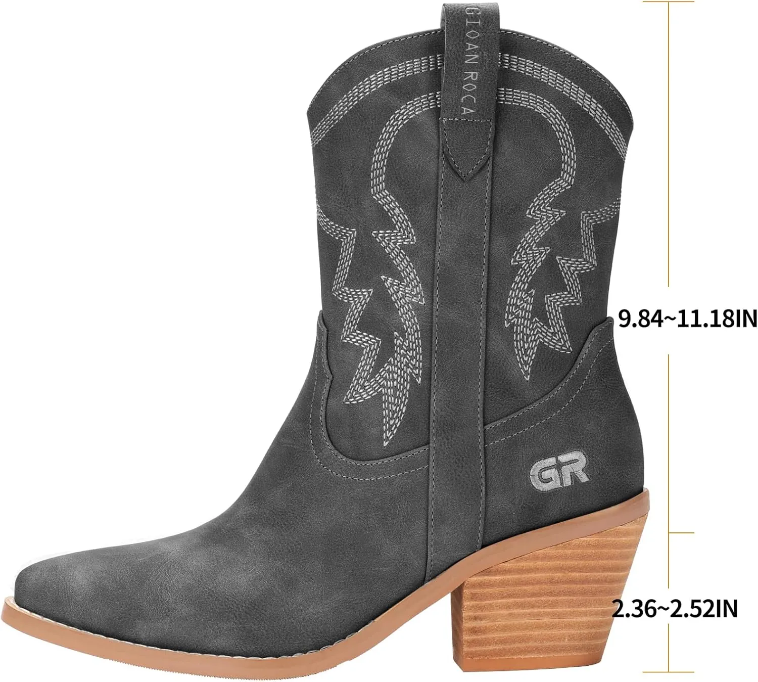 Cowboy Boot for Women,Western Embroidered Cowgirl Booties with Pointed Toe Side Chunky Heel Zipper Women Ankle Booties