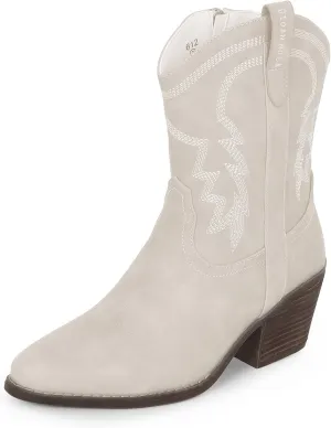 Cowboy Boot for Women,Western Embroidered Cowgirl Booties with Pointed Toe Side Chunky Heel Zipper Women Ankle Booties