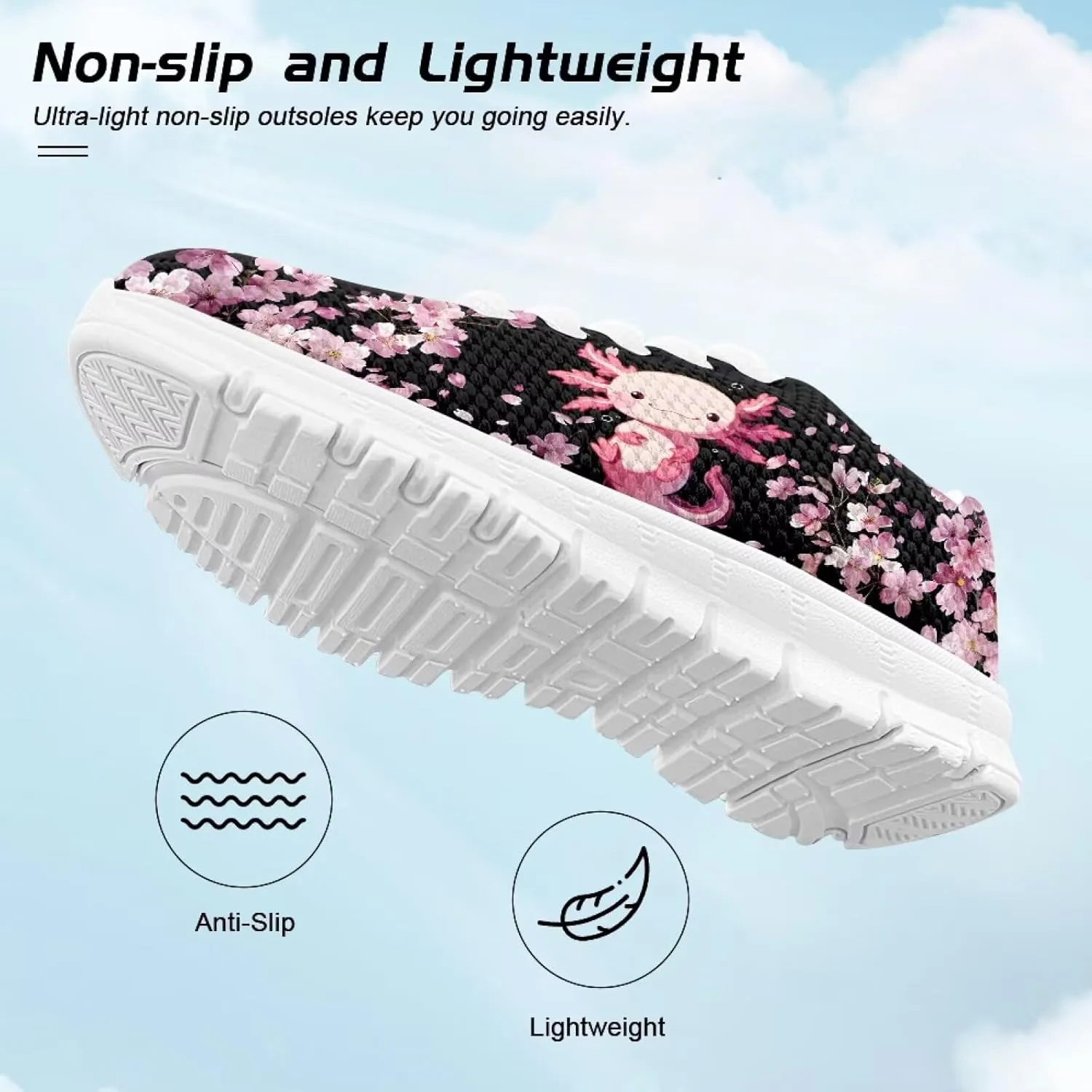 Cute Axolotl Girls Running Shoes Trendy Sneakers for Kids Athletic Shoes