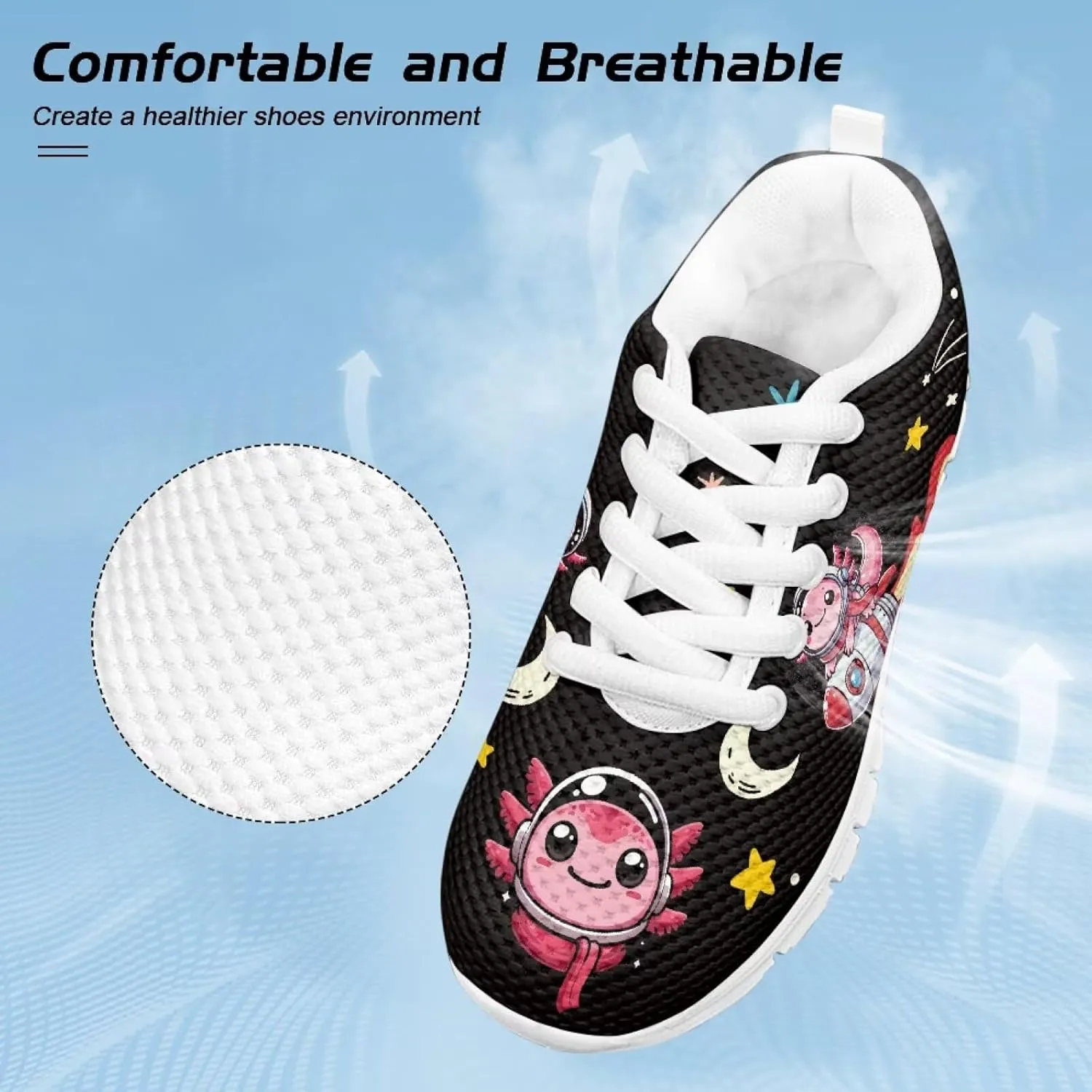 Cute Axolotl Girls Running Shoes Trendy Sneakers for Kids Athletic Shoes