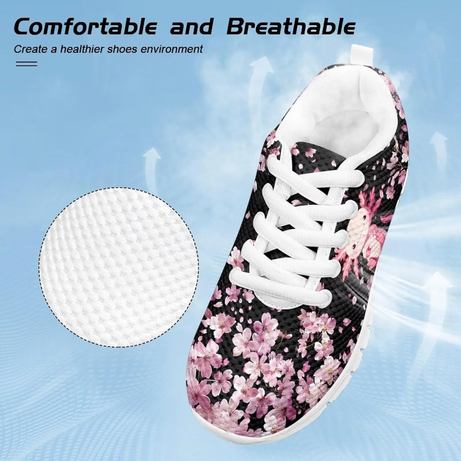 Cute Axolotl Girls Running Shoes Trendy Sneakers for Kids Athletic Shoes
