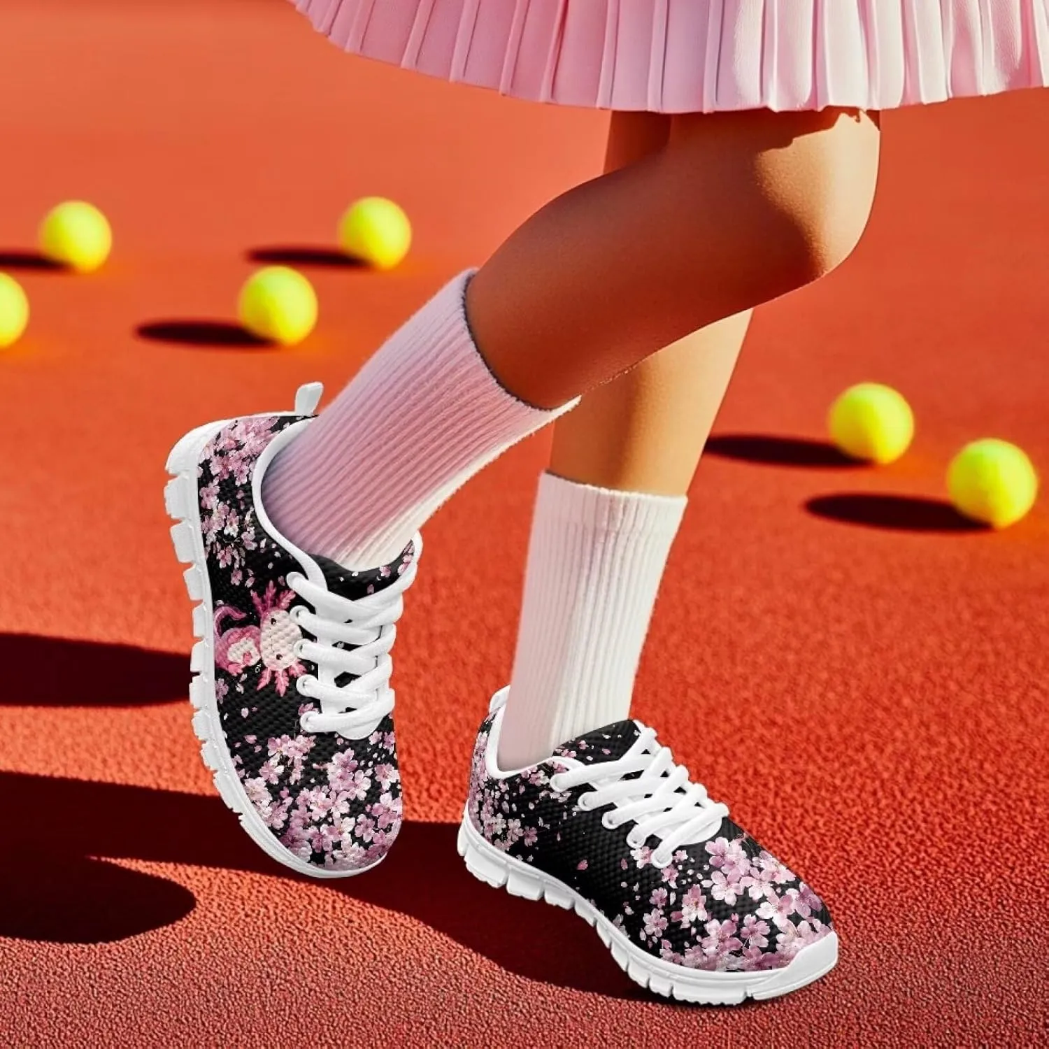 Cute Axolotl Girls Running Shoes Trendy Sneakers for Kids Athletic Shoes