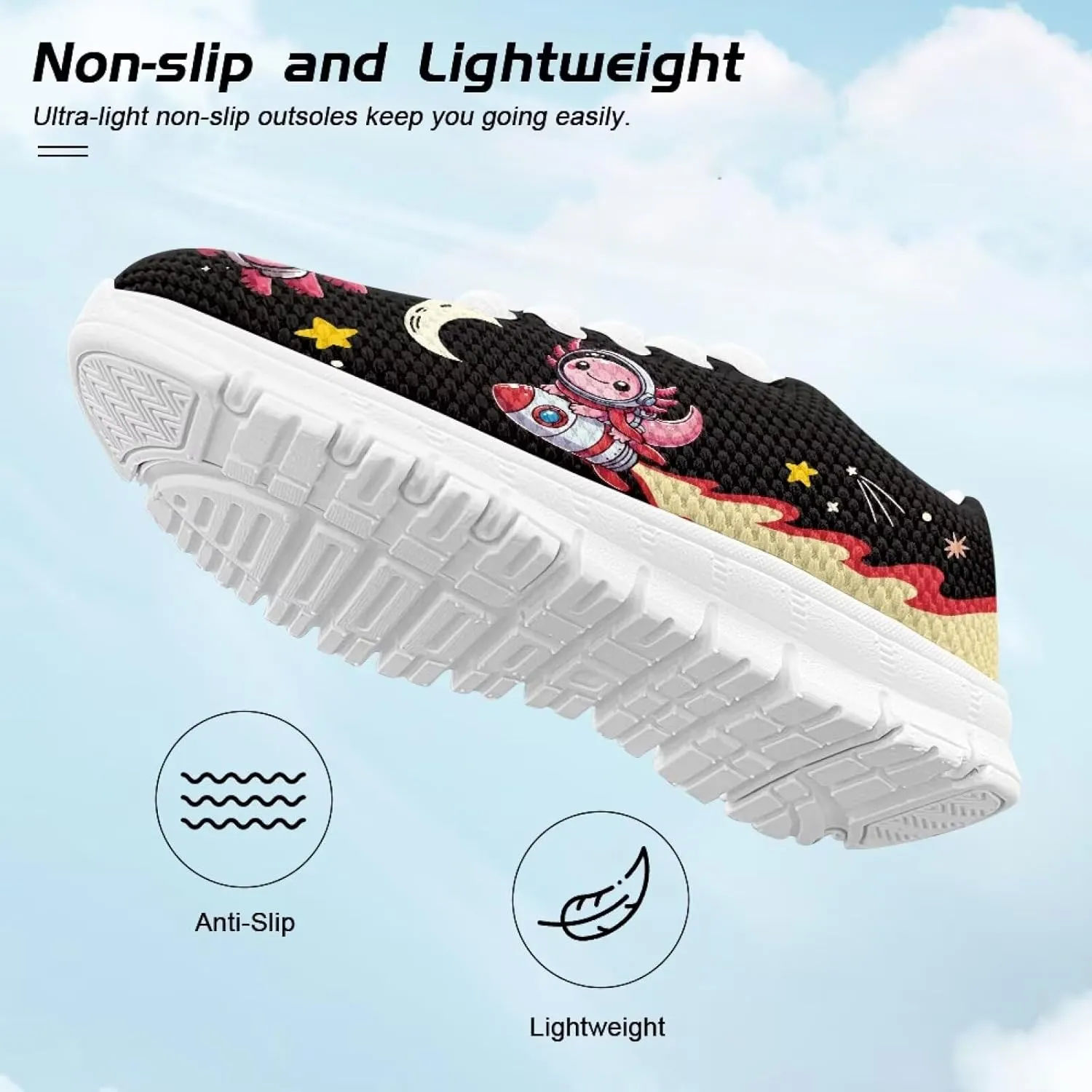 Cute Axolotl Girls Running Shoes Trendy Sneakers for Kids Athletic Shoes
