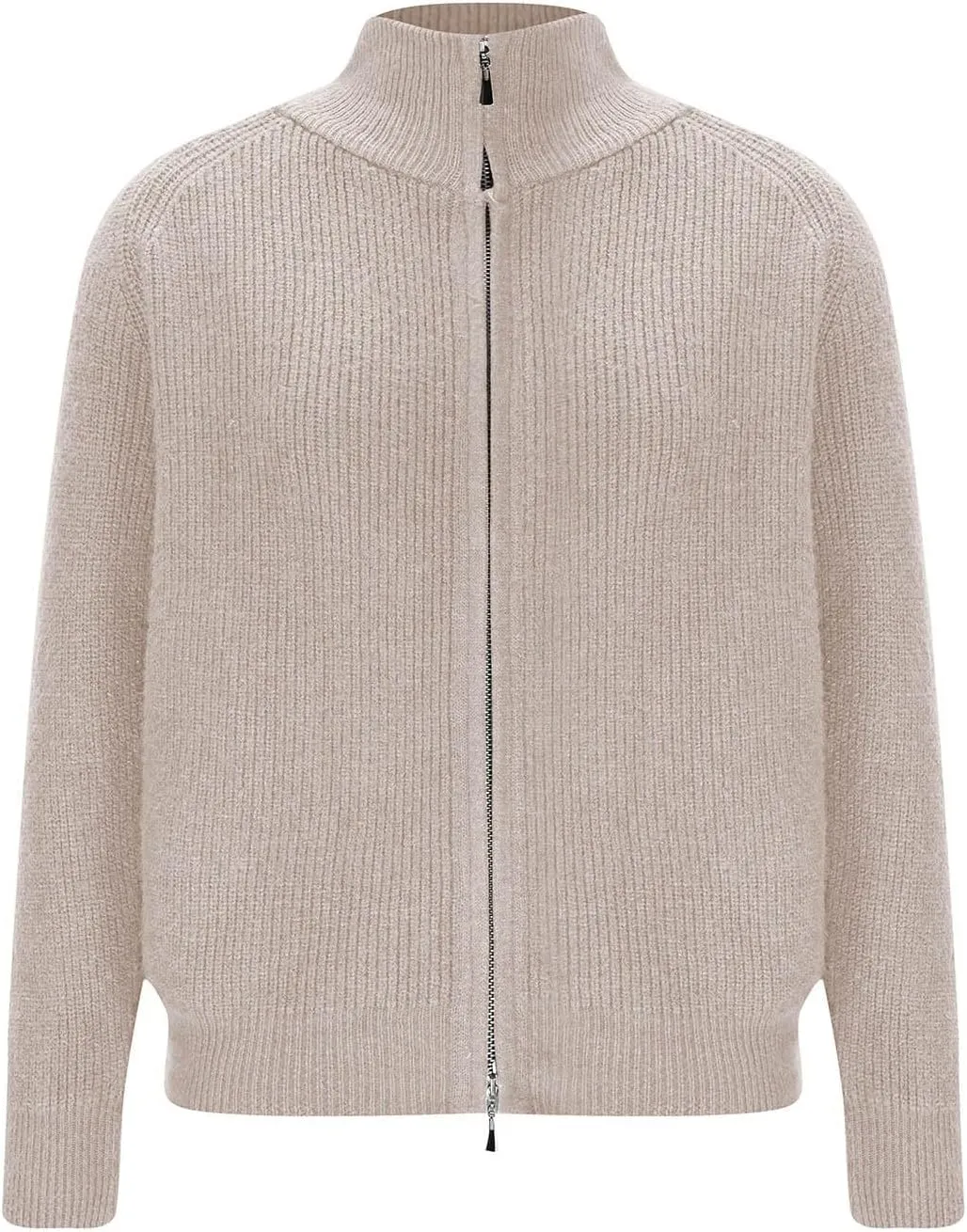 Cute Fall Sweaters for Women Trendy Long Sleeve Zip Up Collared Sweater Jackets Ribbed Knit Pullover Jumper