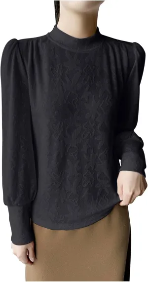 Cute Sweaters for Women Fall Fashion 2024 Ladies Long Sleeve Mock Neck Pullover Sweater Dressy Casual Tunic Tops