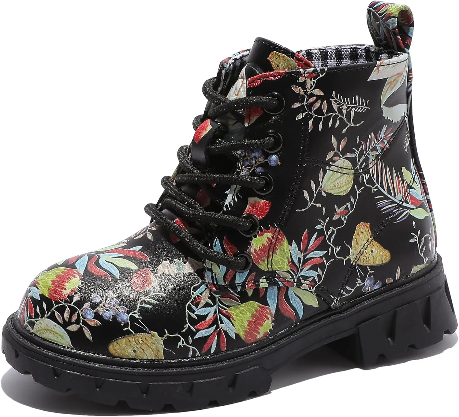 DADAWEN Boys Girls Glitter Ankle Boots Kids Lace Up Waterproof Combat Shoes With Side Zipper for Toddler/Little Kid/Big Kid