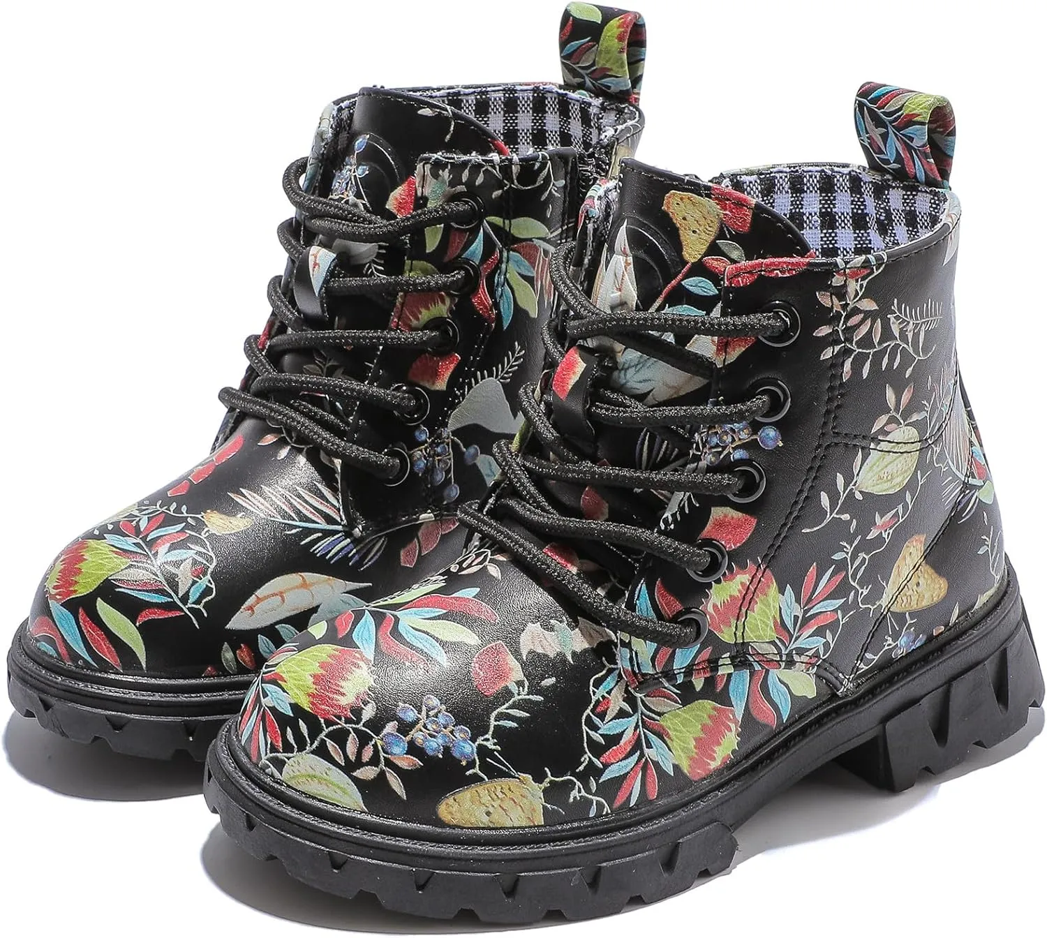 DADAWEN Boys Girls Glitter Ankle Boots Kids Lace Up Waterproof Combat Shoes With Side Zipper for Toddler/Little Kid/Big Kid