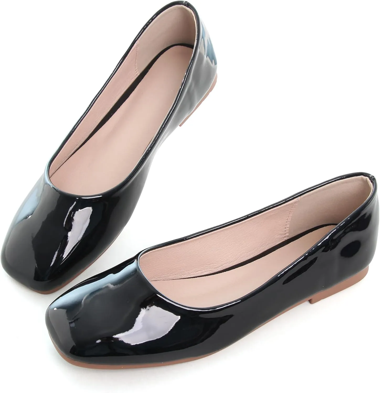 Dear Time Women's Casual Foldable Ballet Flats Square Toe Ballerina Flats Shoes Comfortable