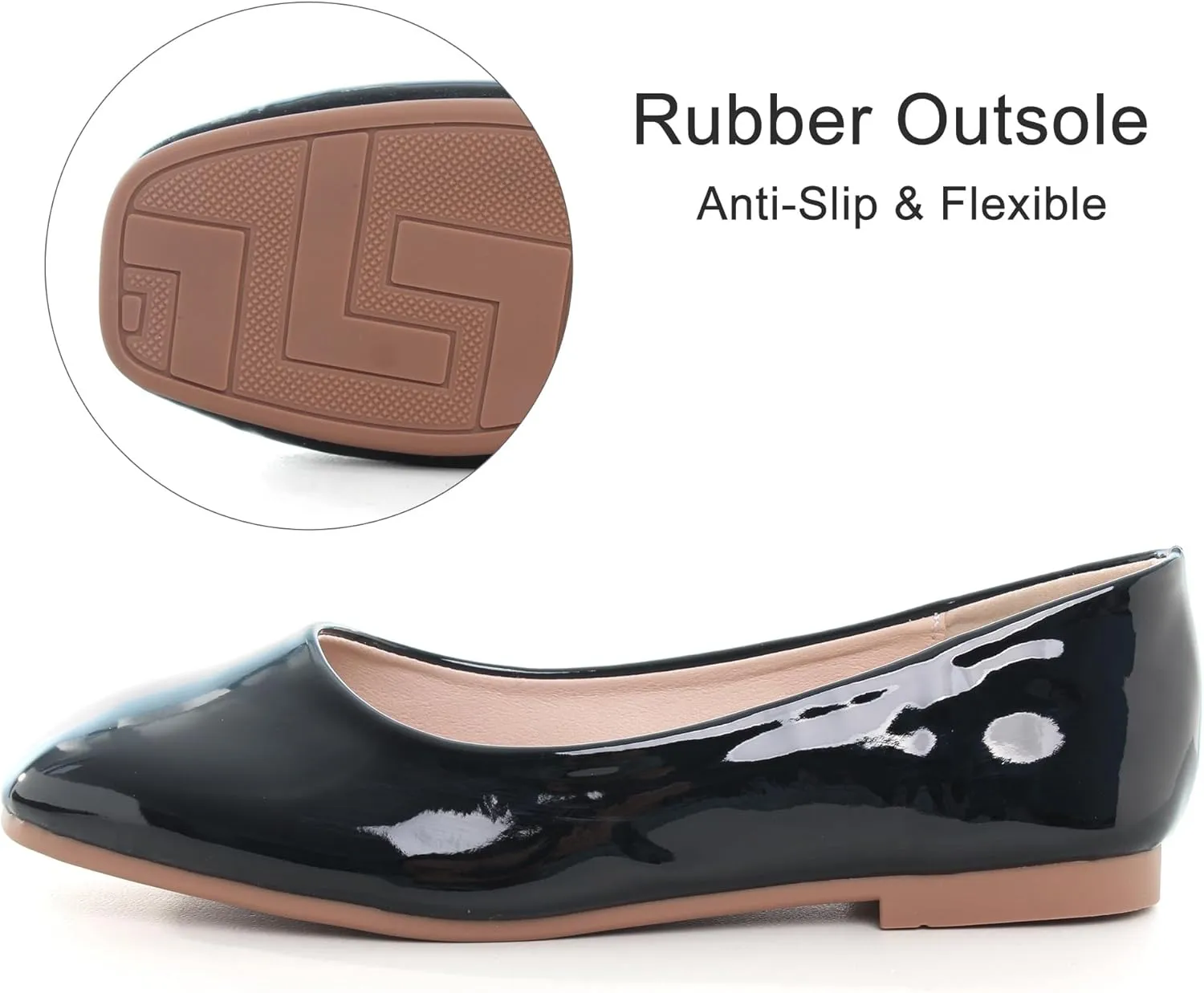 Dear Time Women's Casual Foldable Ballet Flats Square Toe Ballerina Flats Shoes Comfortable