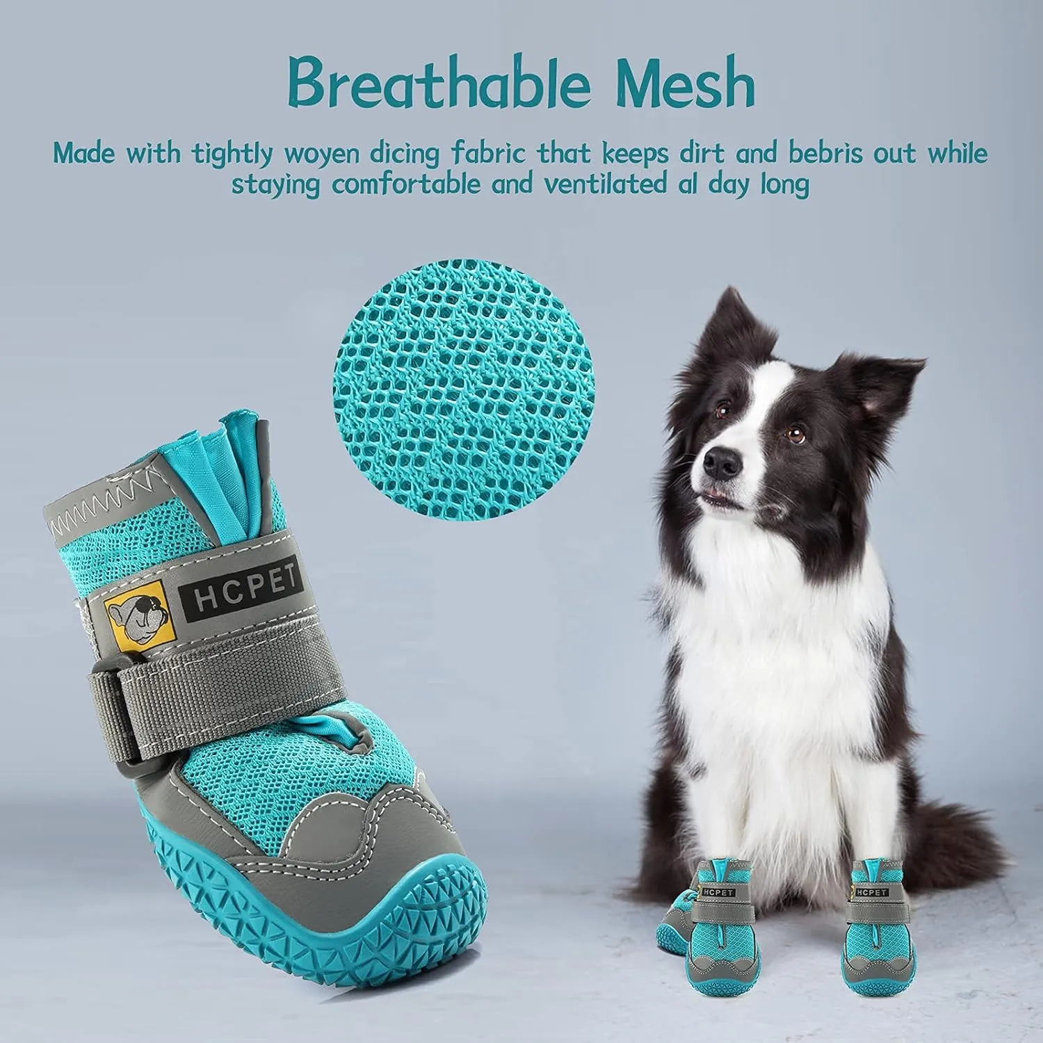 Dog Shoes for Small Dogs, Dog Boots & Paw Protectors for Hardwood Floors, Outdoor Dog Booties for Hot Pavement Winter Snow Hiking, Breathable Dog Shoes with Reflective Strips Size 2