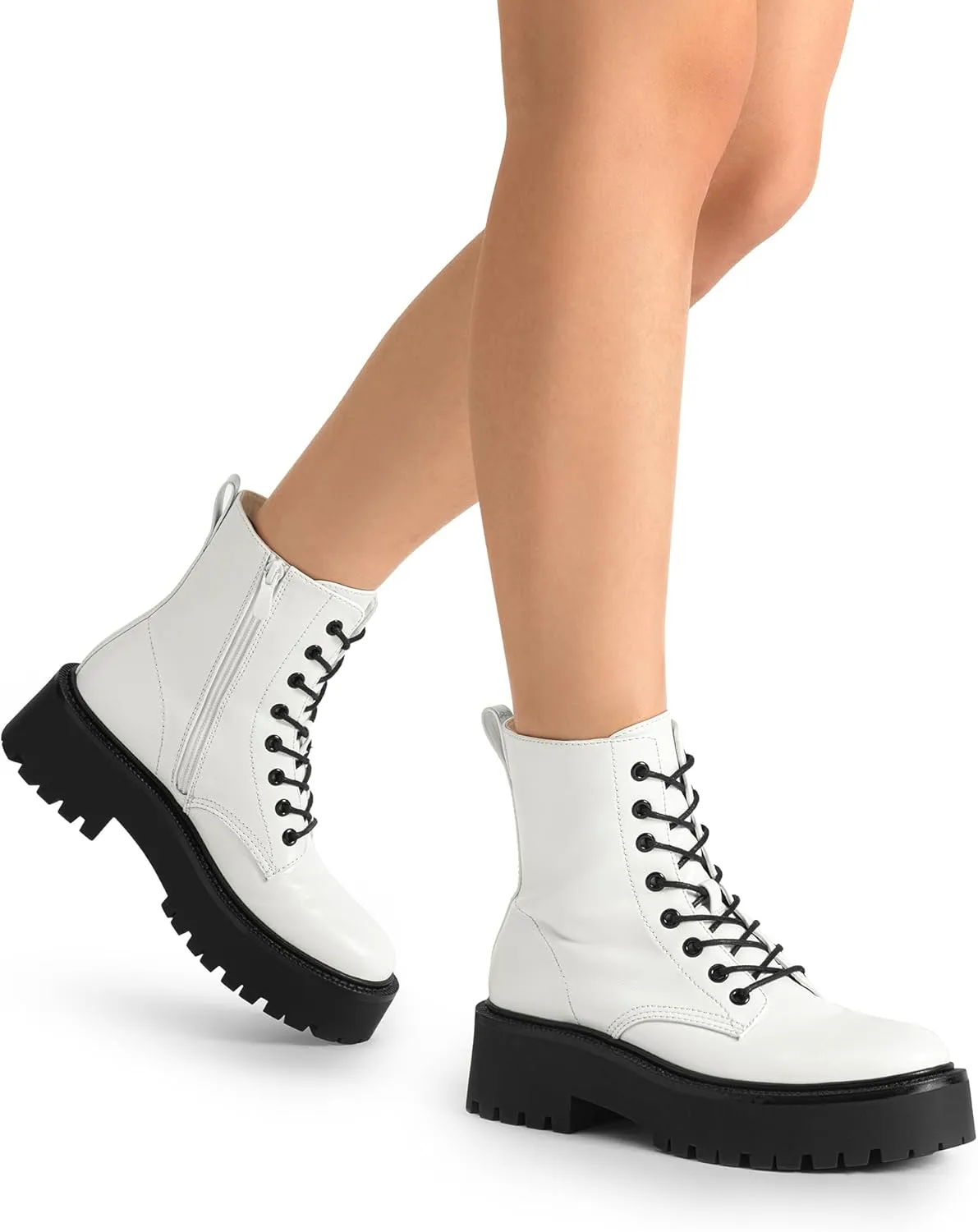 DREAM PAIRS Women's Lace up Combat Ankle Boots Fashion Lug Sole Platform Booties Shoes