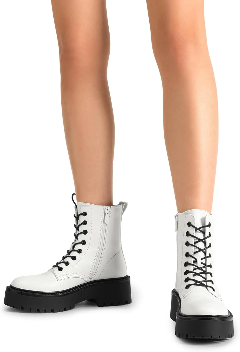 DREAM PAIRS Women's Lace up Combat Ankle Boots Fashion Lug Sole Platform Booties Shoes