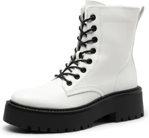 DREAM PAIRS Women's Lace up Combat Ankle Boots Fashion Lug Sole Platform Booties Shoes