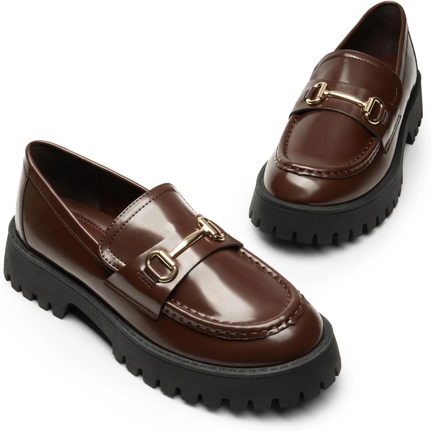 DREAM PAIRS Womens Loafers, Slip-On Platform Chunky Heel Penny Loafers for Women, Comfortable Womens Business Casual Shoes