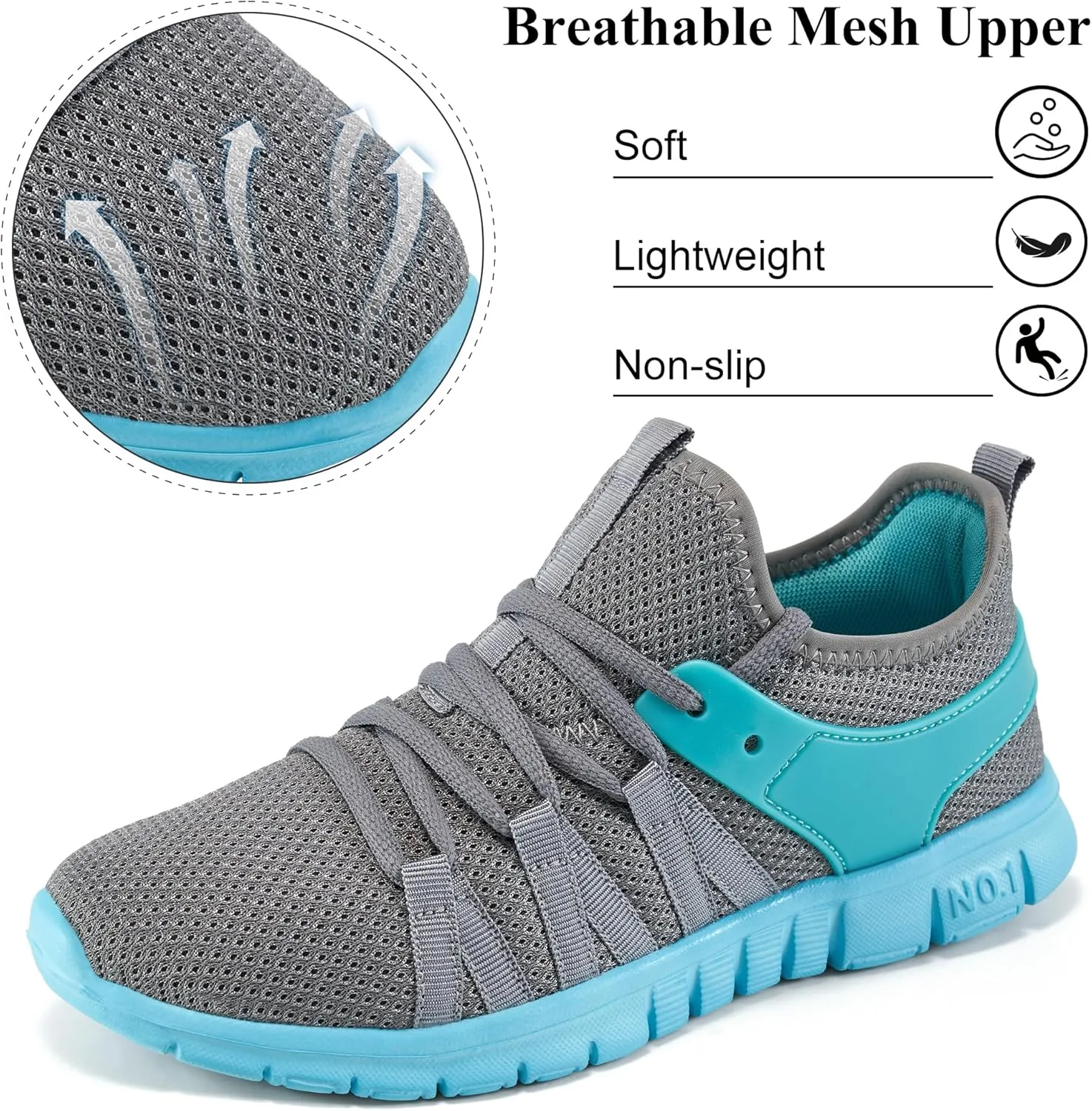 Ecetana Womens Sneakers Running Shoes Comfortable Lace Up Tennis Shoes Casual Breathable Mesh Fashion Sneakers for Walking