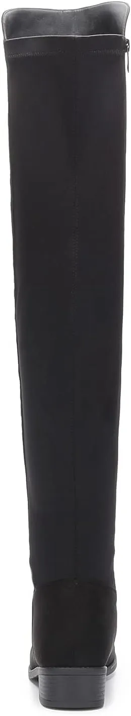 EETTARO Women's Over The Knee Boot Fashion Lace Up Tight High Boots Side Zip Block Heel Riding Booties