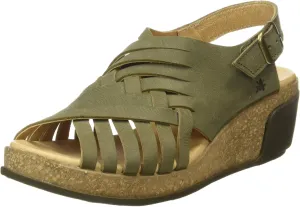 El Naturalista Women's Heels Open Toe Sandals, Green Kaki Kaki, 10