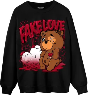 Fake Love BER Sweatshirt To Match 12s Retro Red Taxi - Sneaker Matching Shirt, Unisex Sweater Match Sneakers, Urban Streetwear Clothing, Sneaker Graphic Sweatshirt Design Printed