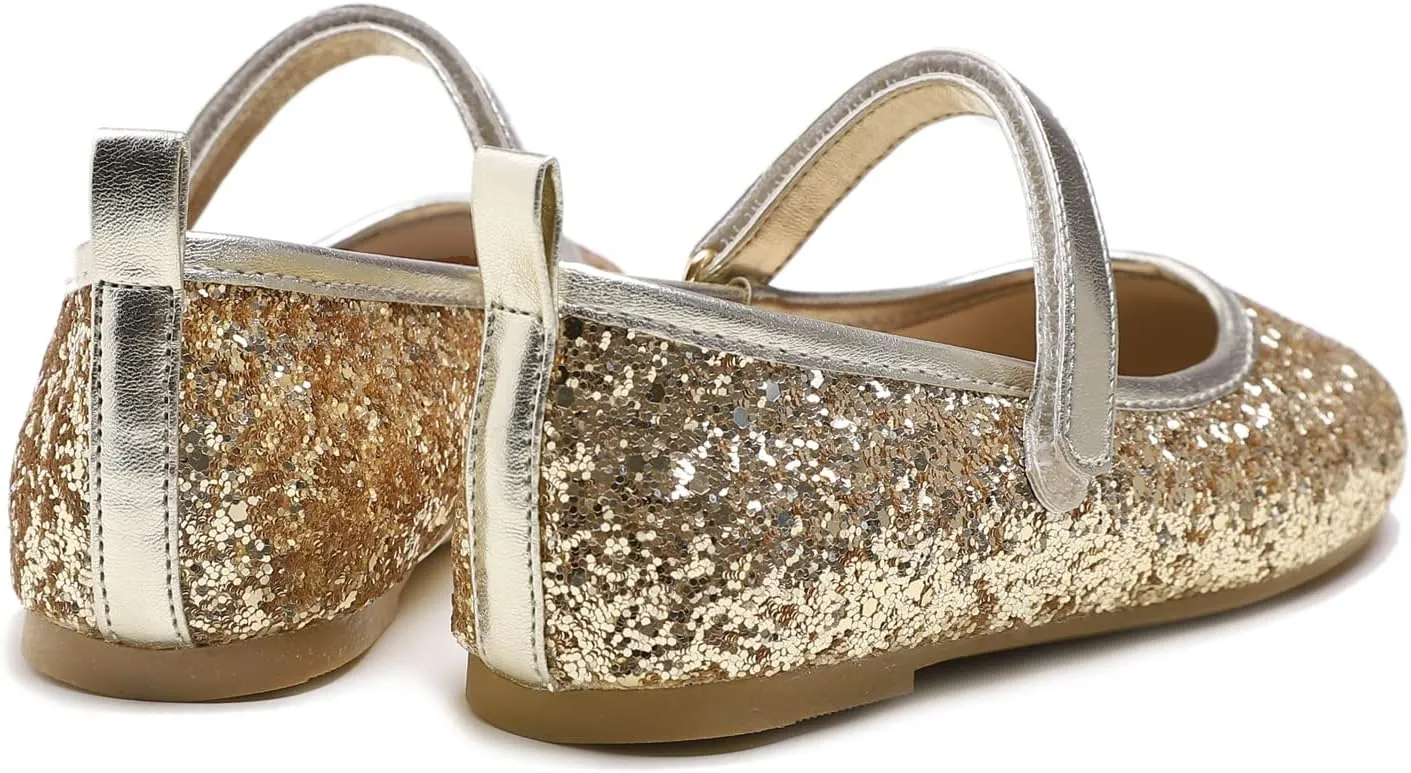 FEVERSOLE Girls Cute Dress Mary Jane Shoes Soft Party Holiday Ballet Flats