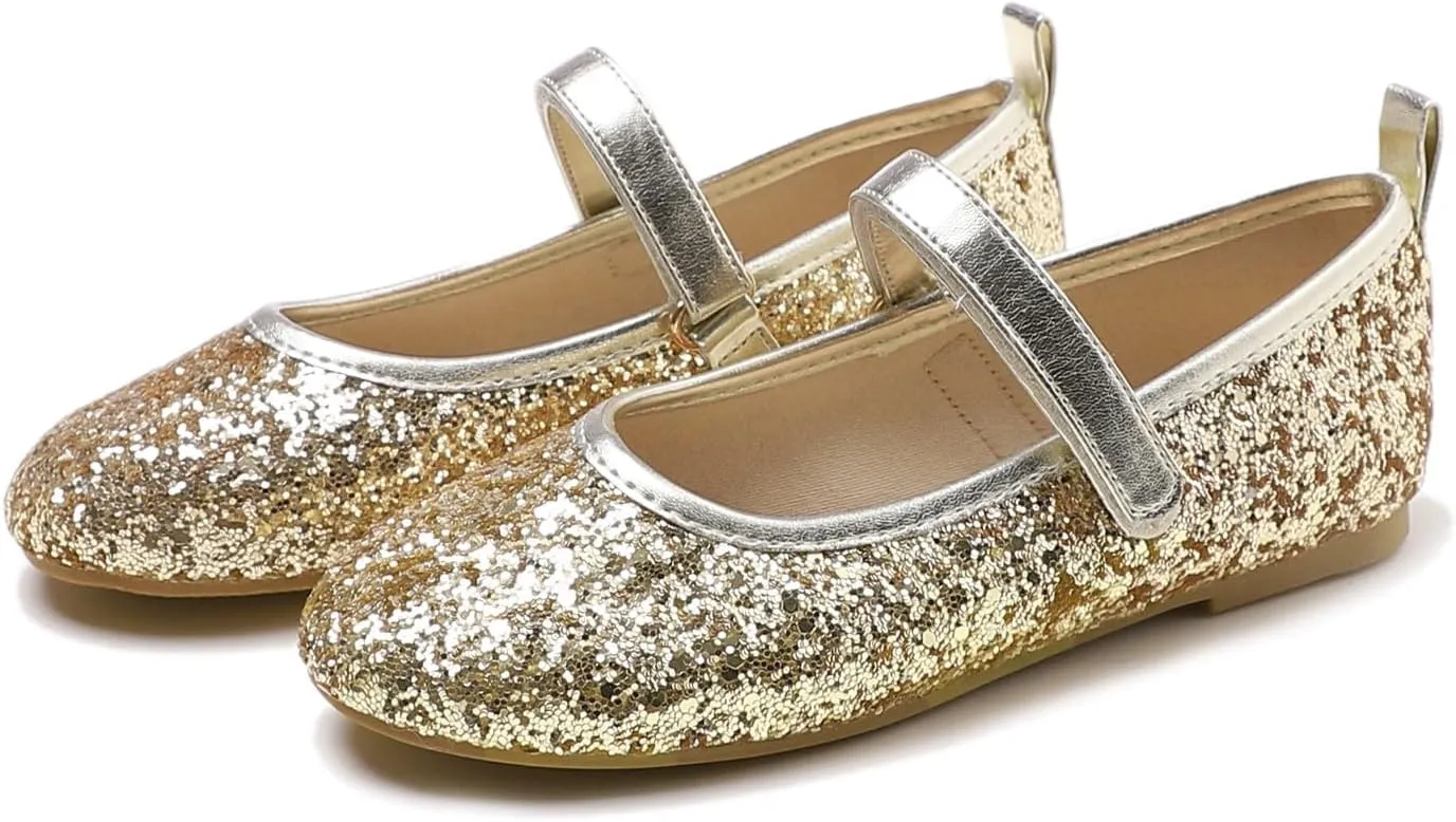 FEVERSOLE Girls Cute Dress Mary Jane Shoes Soft Party Holiday Ballet Flats