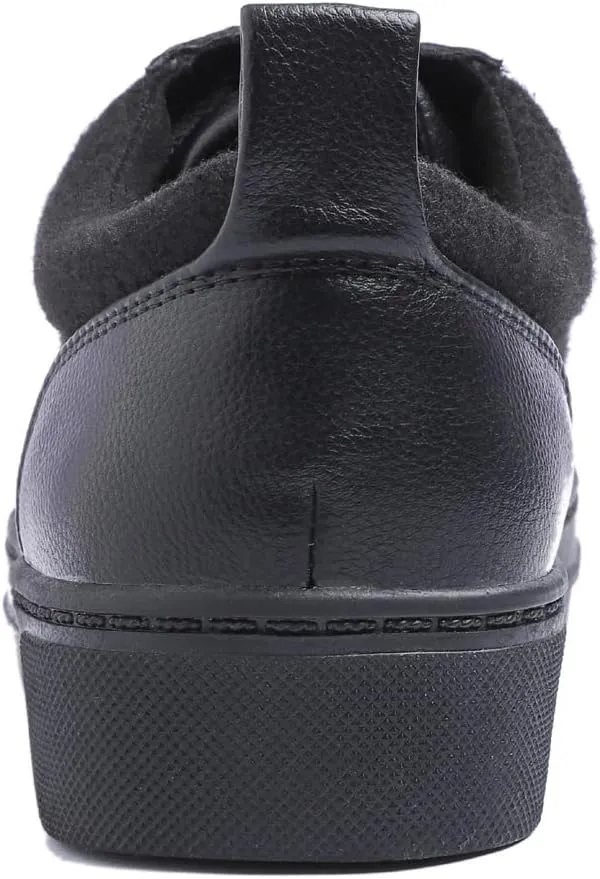 FEVERSOLE Women's Comfort Lightweight Sneaker Vegan Leather Platform Casual Walking Shoes Black