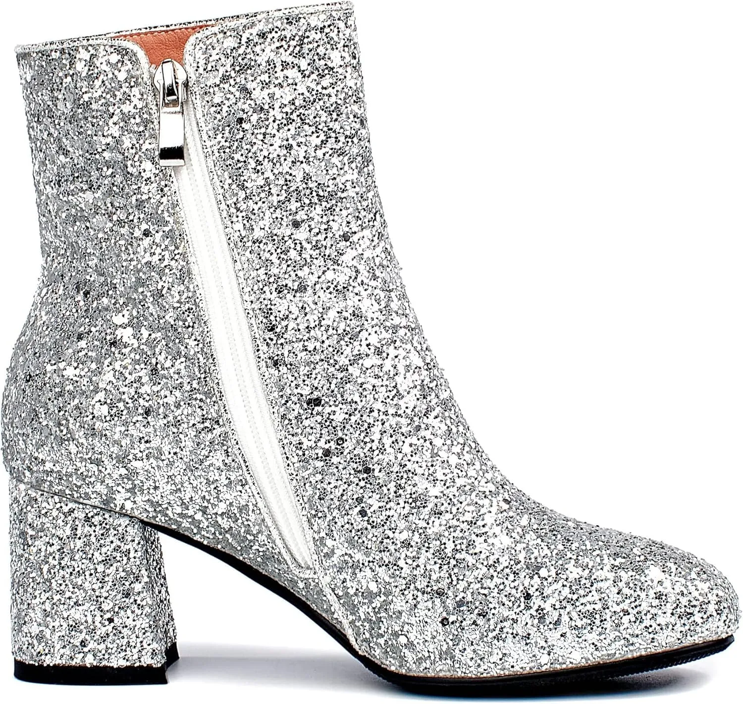 FIFSY Women Sparkly Ankle Boots Sequin Glitter Booties Chunky High Heels