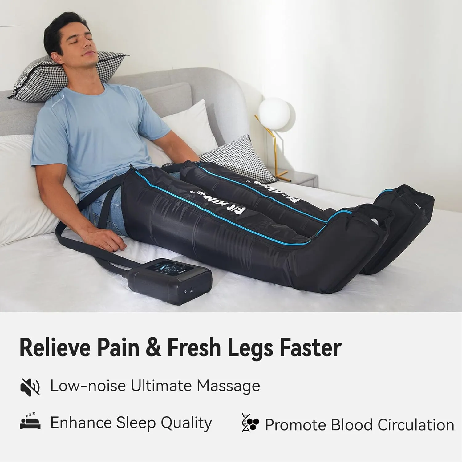 FIT KING Professional Air Compression Leg Recovery System, Cordless Rechargeable Leg Compression Massager Boots, Fast Recovery & Improved Circulation for Athletes, FSA HSA Approved (Medium)