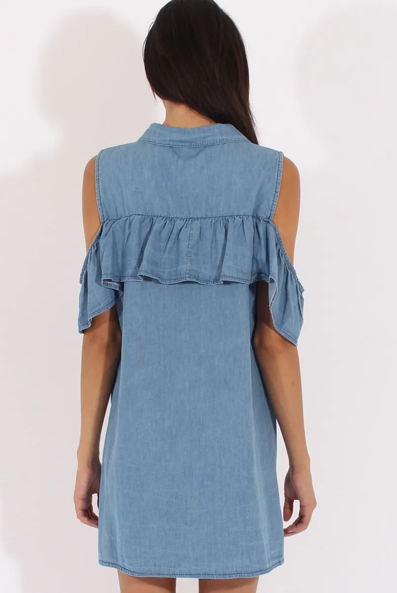 Flash discount - Torrie Dress Denim Site-wide sale Shoulder Light Cold Blue