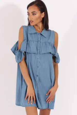 Flash discount - Torrie Dress Denim Site-wide sale Shoulder Light Cold Blue