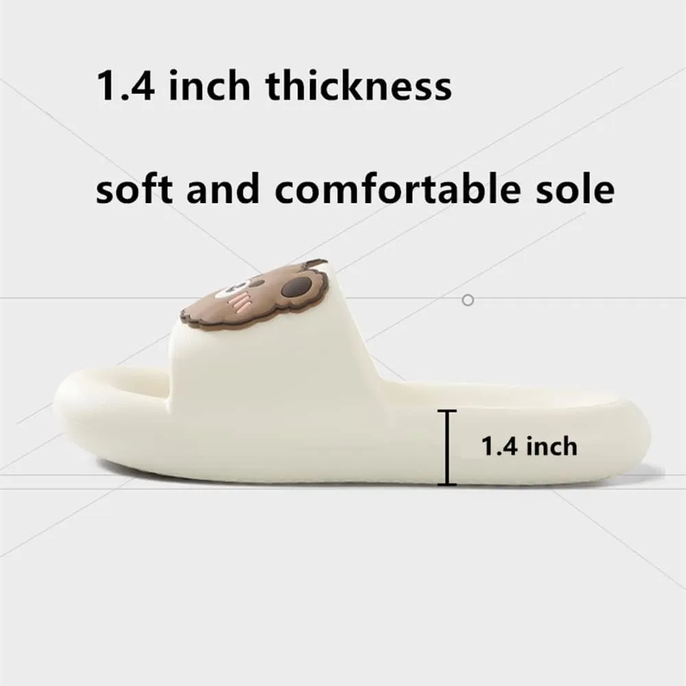 Floette Cute Slide Sandals Kawaii Slippers Shower Non-Slip Bathroom Spa Sandals Comfort Lightweight for Couple Lovers