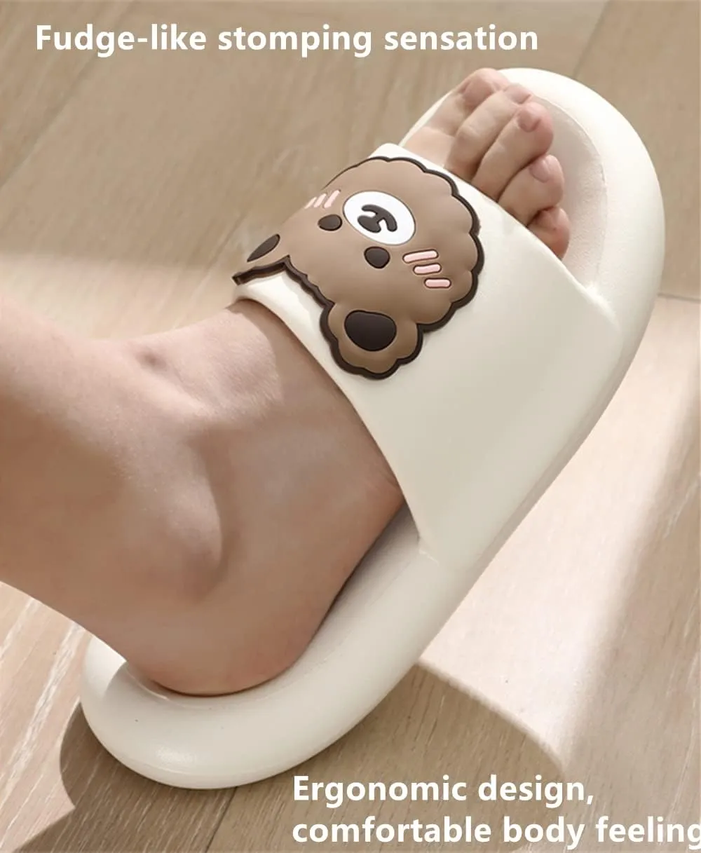 Floette Cute Slide Sandals Kawaii Slippers Shower Non-Slip Bathroom Spa Sandals Comfort Lightweight for Couple Lovers