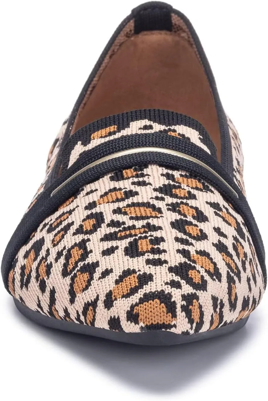 Frank Mully Women's Casual Loafer Flats Slip On Loafer Shoes Comfortable Knit Flat Shoes Classics Pointy Toe Loafer Flats,for Work,Travel