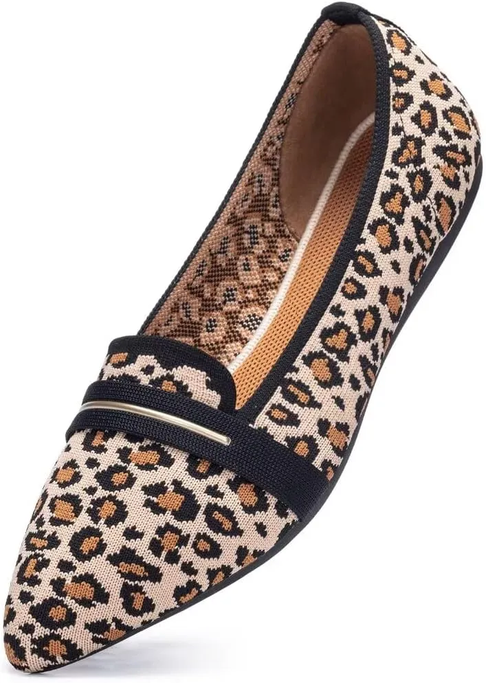 Frank Mully Women's Casual Loafer Flats Slip On Loafer Shoes Comfortable Knit Flat Shoes Classics Pointy Toe Loafer Flats,for Work,Travel