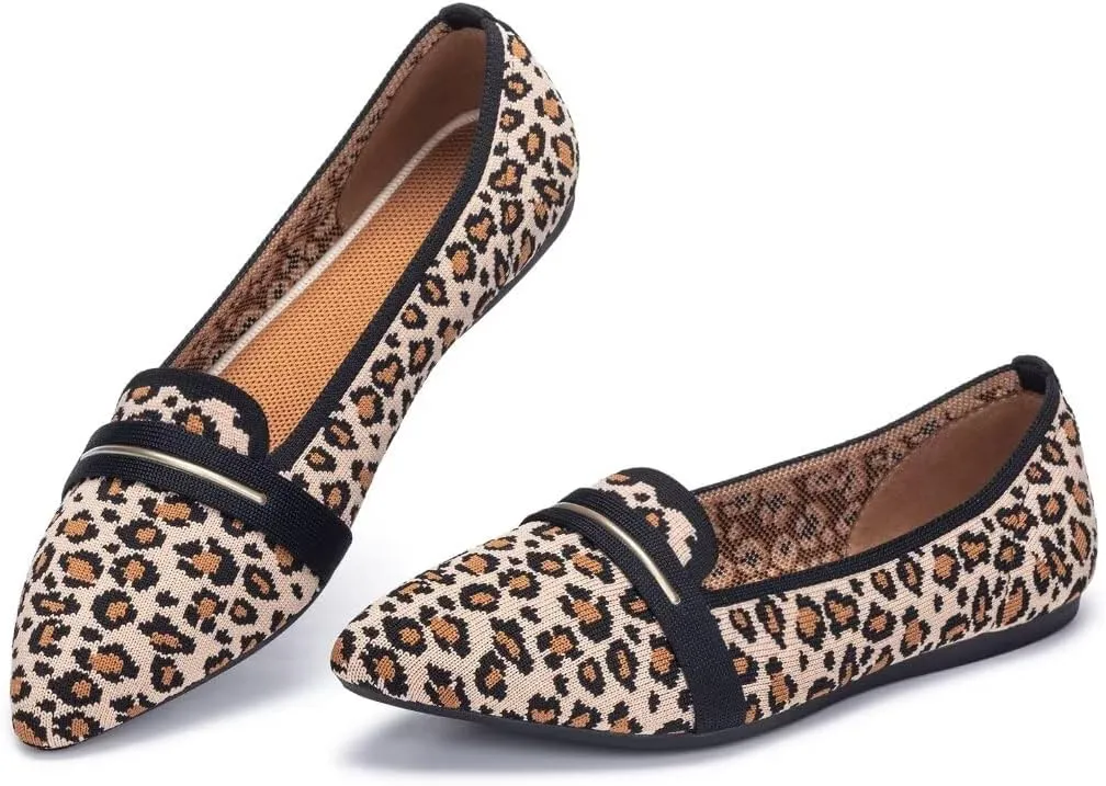 Frank Mully Women's Casual Loafer Flats Slip On Loafer Shoes Comfortable Knit Flat Shoes Classics Pointy Toe Loafer Flats,for Work,Travel