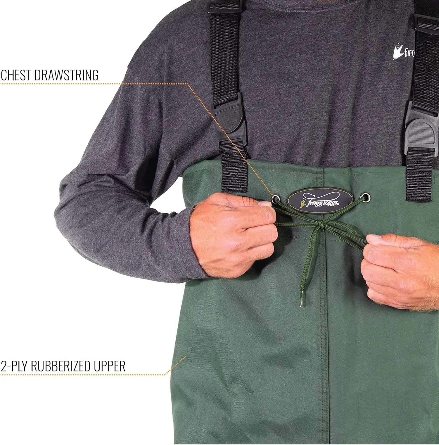 FROGG TOGGS Cascades 2-ply Poly/Rubber Waterproof Fishing Bootfoot Chest Wader for Fishing