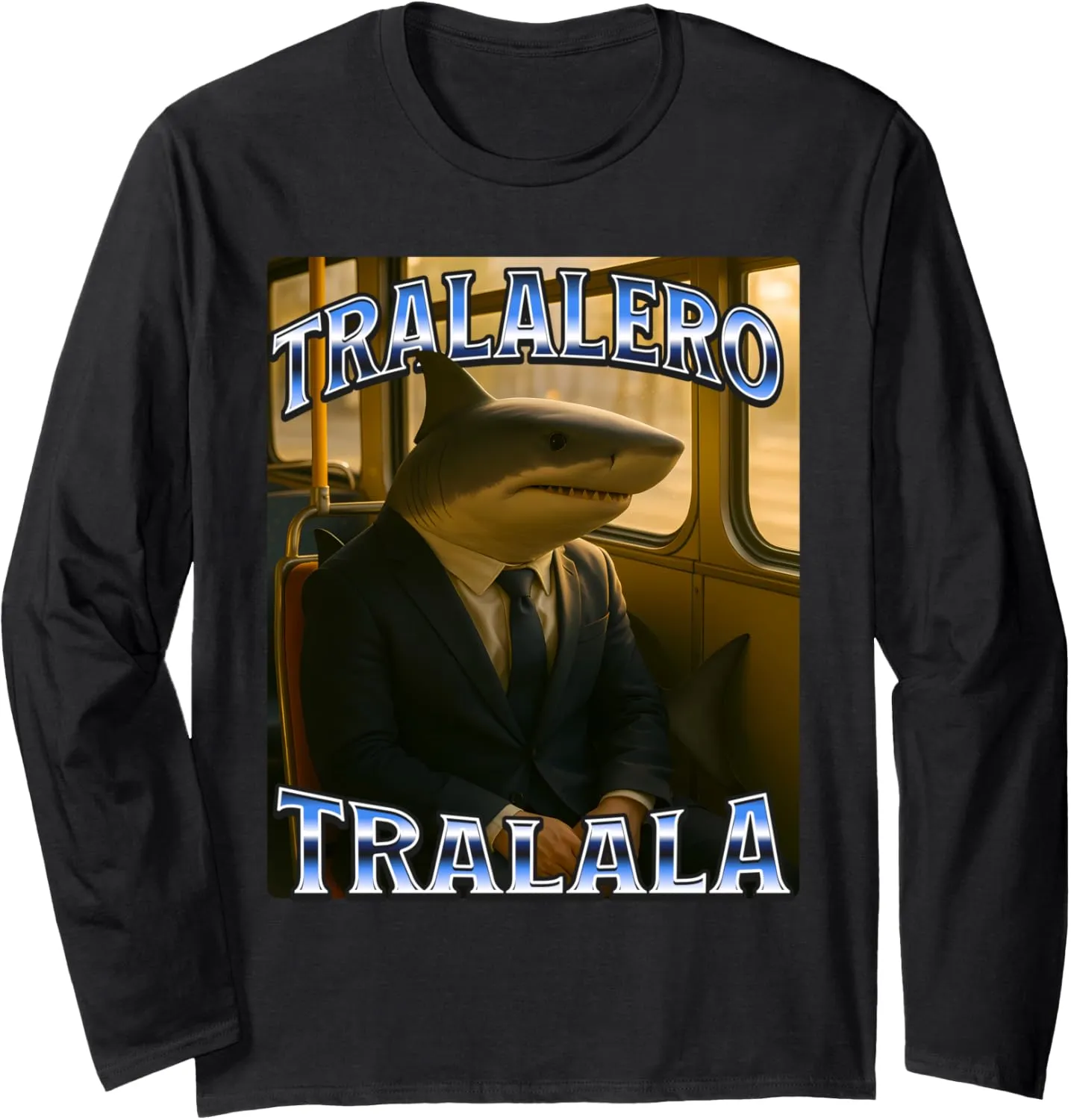 Funny Tralalero Tralala Brainrot Meme Shark With Sneakers Long Sleeve T-Shirt