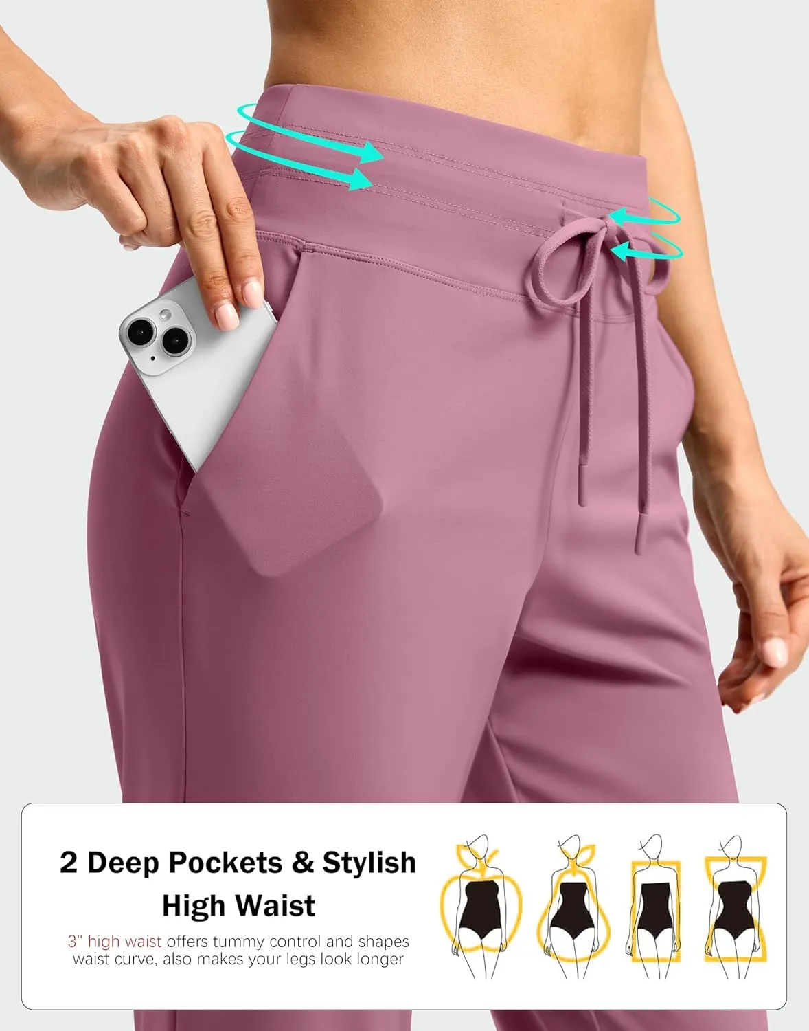 G Gradual Women's Pants High Waisted Ankle Pants 2 Pockets 7/8 Sweatpants for Golf Athletic Travel Casual Lounge