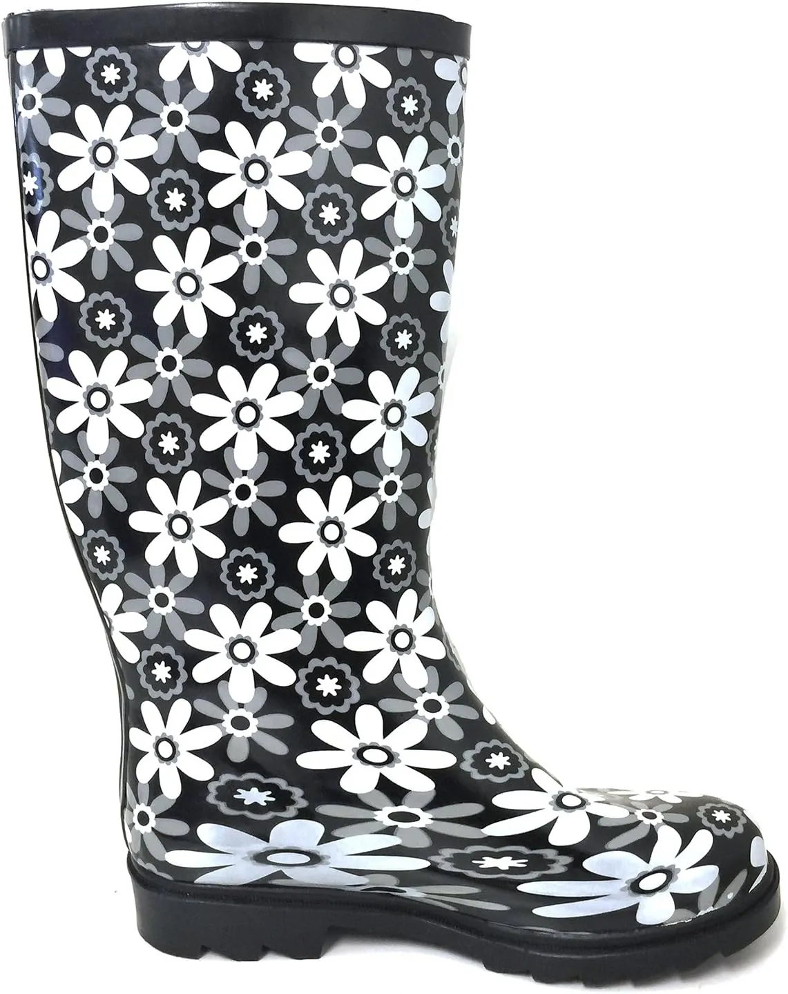 G4U Women's Rain Boots Multiple Styles Color Mid Calf Wellies Buckle Fashion Rubber Knee High Snow Shoes