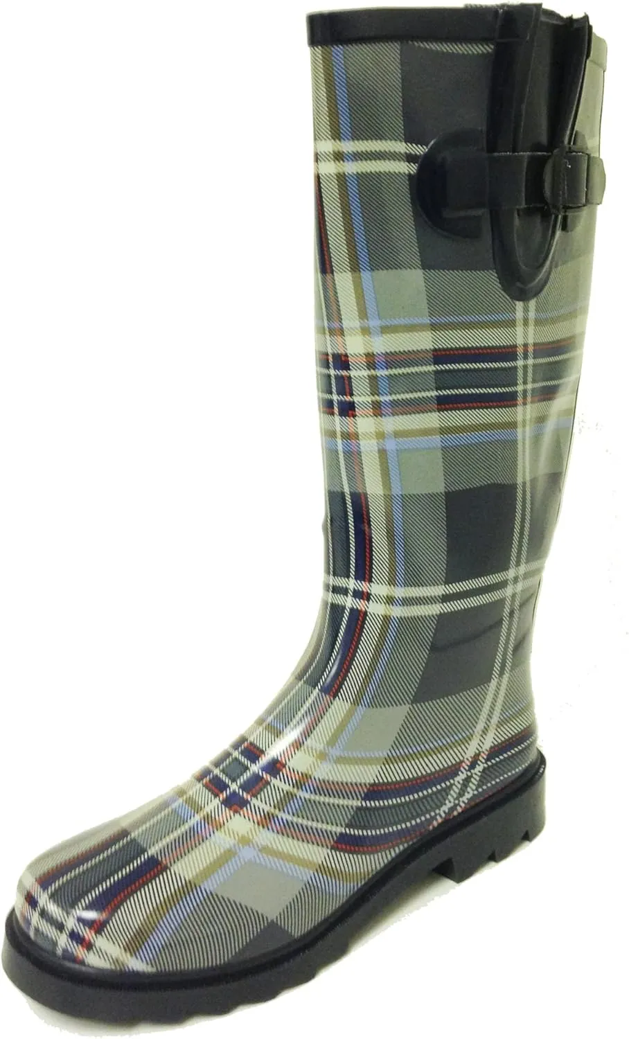 G4U Women's Rain Boots Multiple Styles Color Mid Calf Wellies Buckle Fashion Rubber Knee High Snow Shoes