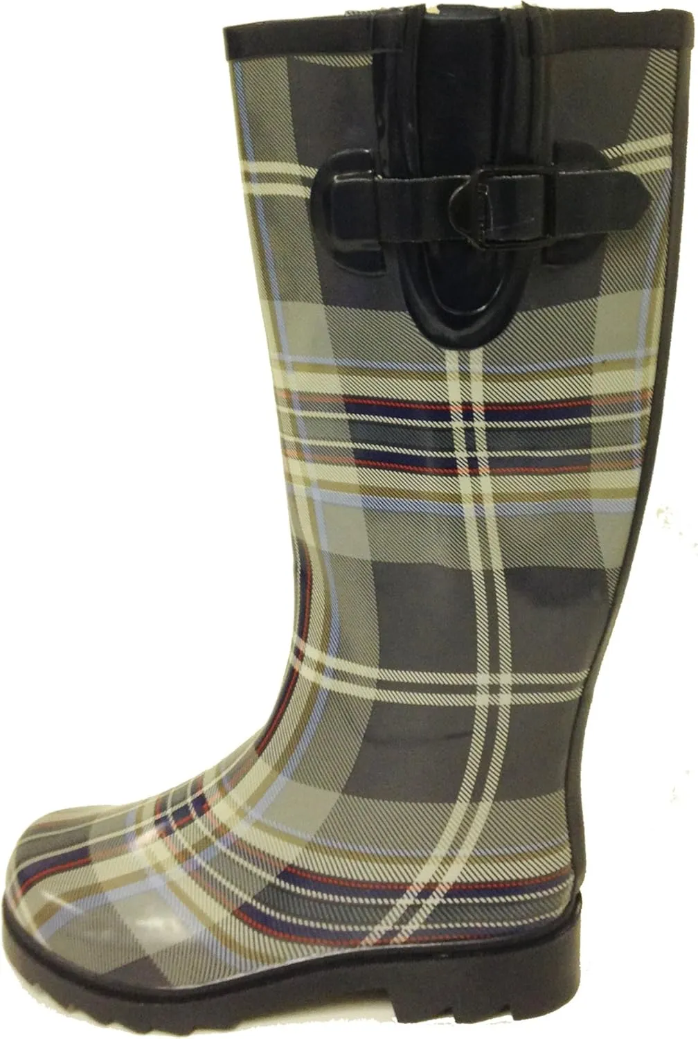 G4U Women's Rain Boots Multiple Styles Color Mid Calf Wellies Buckle Fashion Rubber Knee High Snow Shoes