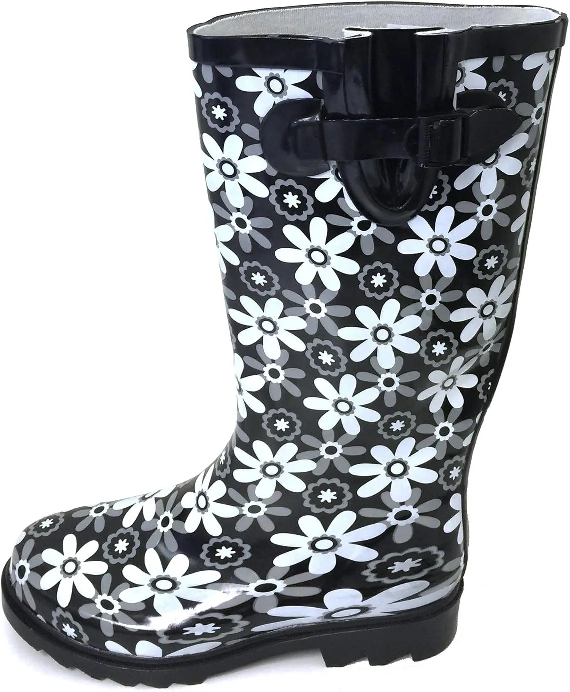 G4U Women's Rain Boots Multiple Styles Color Mid Calf Wellies Buckle Fashion Rubber Knee High Snow Shoes
