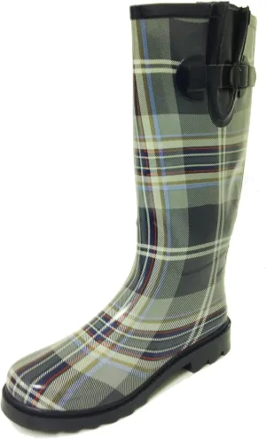 G4U Women's Rain Boots Multiple Styles Color Mid Calf Wellies Buckle Fashion Rubber Knee High Snow Shoes