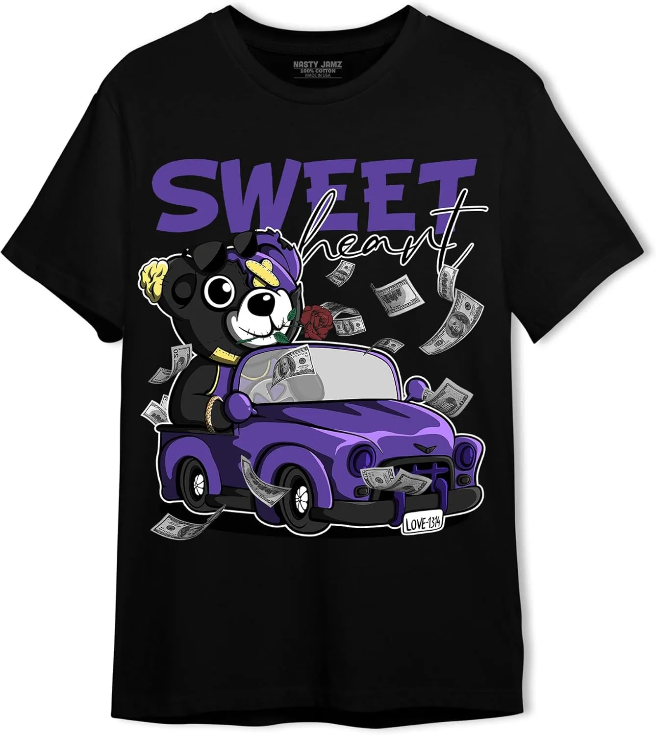 Generic Fast Love Boy T-Shirt to Match 12s Field Purple - Sneaker Matching Shirt, Unisex Tee Match Sneakers, Urban Streetwear Clothing, Sneaker Graphic Tees Design Printed, Black, White