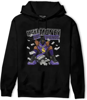 Generic Make Money Not Friends Hoodie To Match 12s Field Purple - Sneaker Matching Shirt, Unisex Hoodies Match Sneakers, Urban Streetwear Clothing, Sneaker Graphic Hoodie Design Printed, Black, White